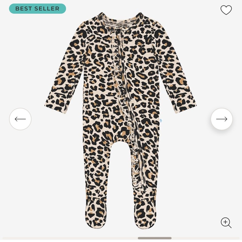 Posh‎ Peanut Footie Ruffled Zippered One Piece Lana Leopard Tan